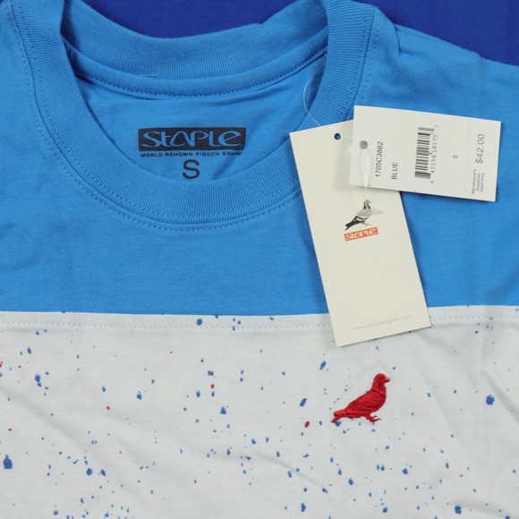staple pigeon t-shirt short sleeve / size small / striped blue / graphic t-shirt - Picture 3 of 3